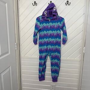 Cozy Monster Kids Footie Pajamas - Purple and Blue